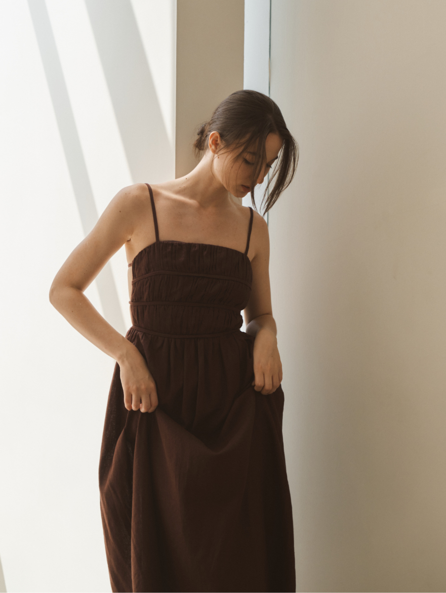 Sofia Linen Dress - Brown