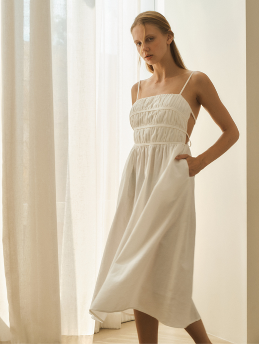 Sofia Linen Dress - White