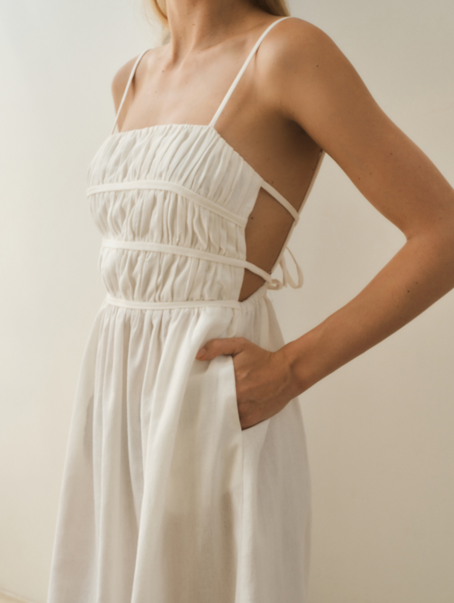 Sofia Linen Dress - White